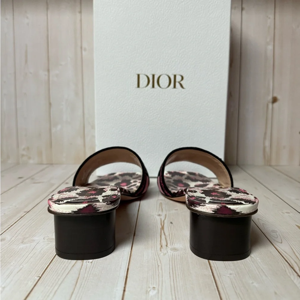 Christian Dior Mizza Embroidered Cotton Dway Slide Sandal Dark Ruby Sz 39 / 9 - Picture 10 of 13